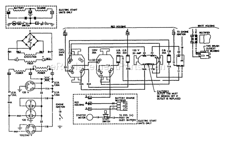 Page D Diagram and Parts List for 8865-5  Briggs and Stratton Generator